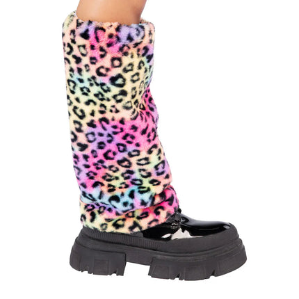 Feestbazaar Beenwarmers Fluffy Candy Luipaard