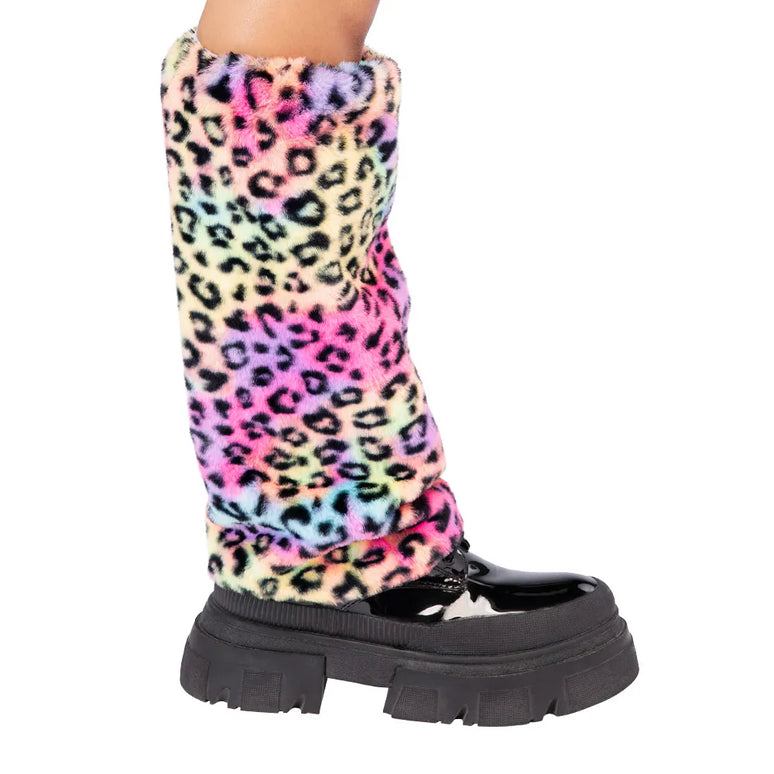 Feestbazaar Beenwarmers Fluffy Candy Luipaard