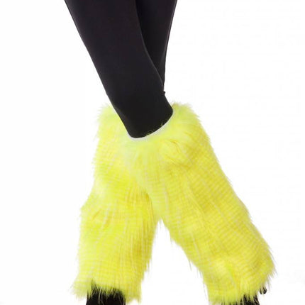 Feestbazaar Beenwarmers pluche neon geel