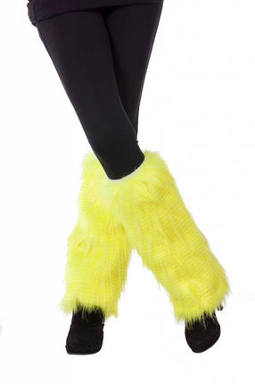 Feestbazaar Beenwarmers pluche neon geel