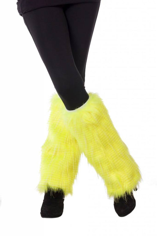 Feestbazaar Beenwarmers pluche neon geel
