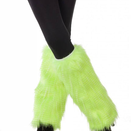 Feestbazaar Beenwarmers pluche neon groen