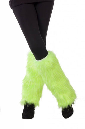 Feestbazaar Beenwarmers pluche neon groen