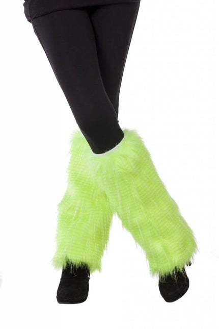 Feestbazaar Beenwarmers pluche neon groen