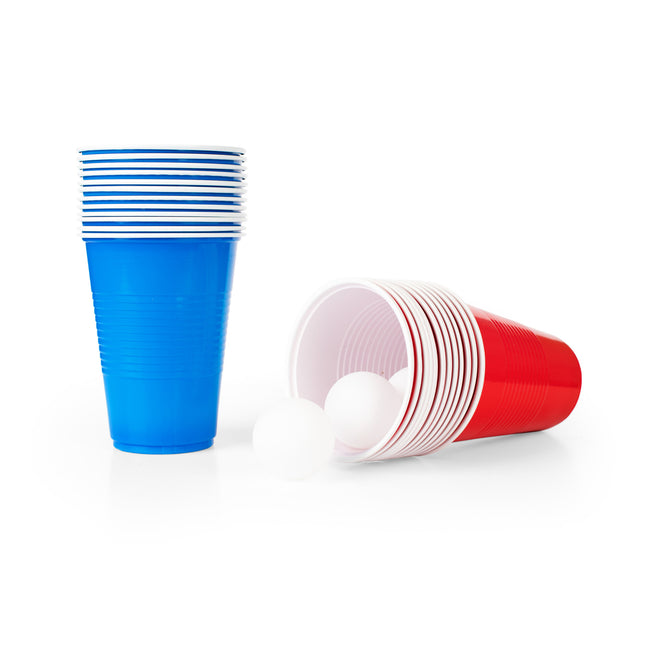 Feestbazaar Beer Pong Set Rood/Blauw