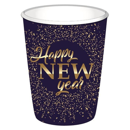 Feestbazaar Bekers "Happy New Year" blue/gold (8st)