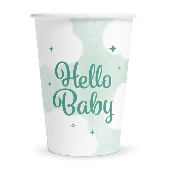 Feestbazaar Bekers 'Hello baby' 210ml (8st)