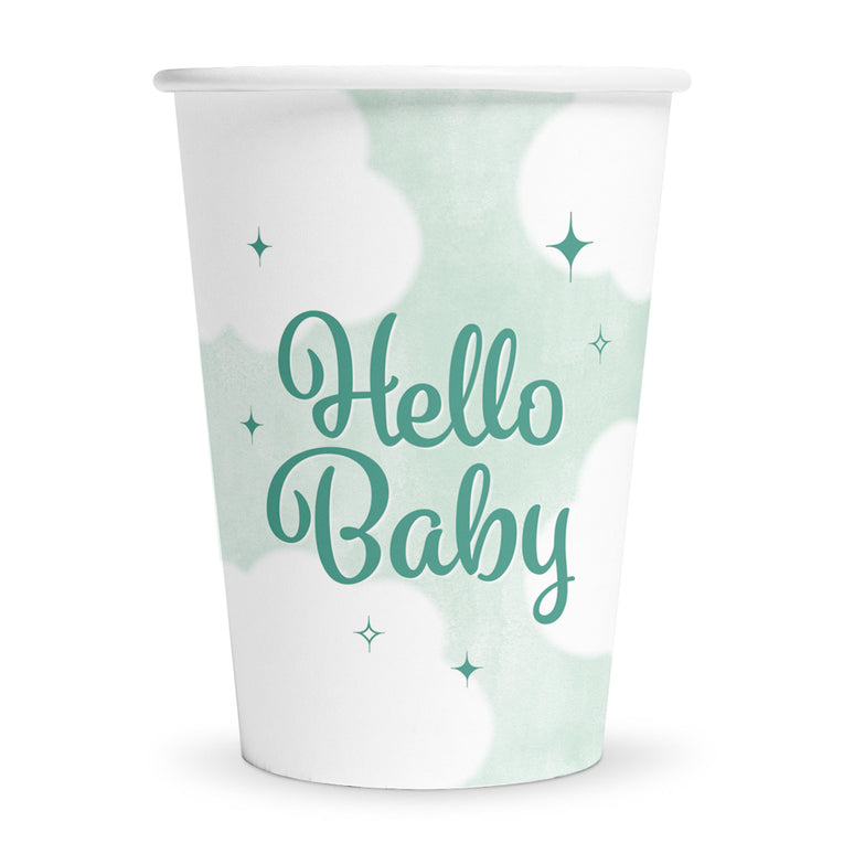 Feestbazaar Bekers 'Hello baby' 210ml (8st)