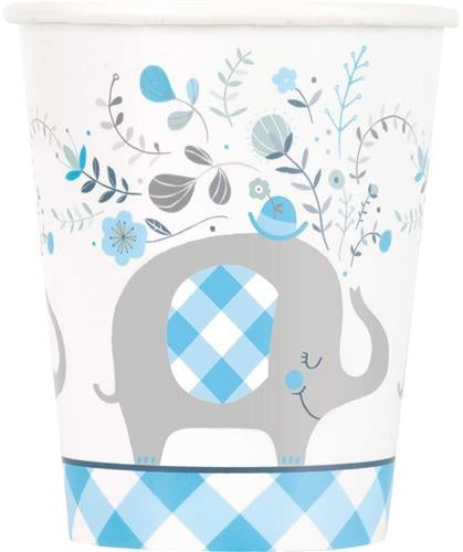 Feestbazaar Bekers Olifant Blauw Geboorte Jongen (8st)