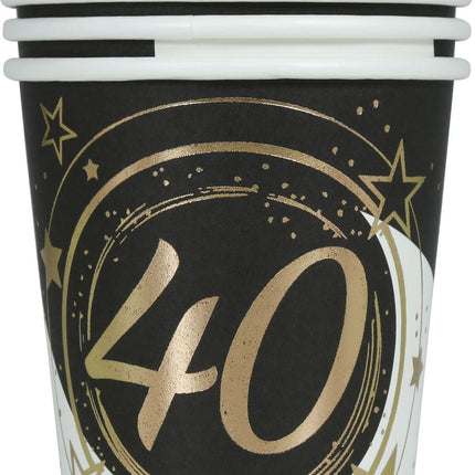 Feestbazaar Bekertjes 40 Jaar Zwart & Goud Chique