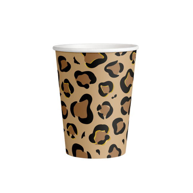Feestbazaar Bekertjes Luipaard print 250ml (8st)