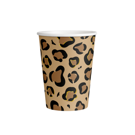 Feestbazaar Bekertjes Luipaard print 250ml (8st)