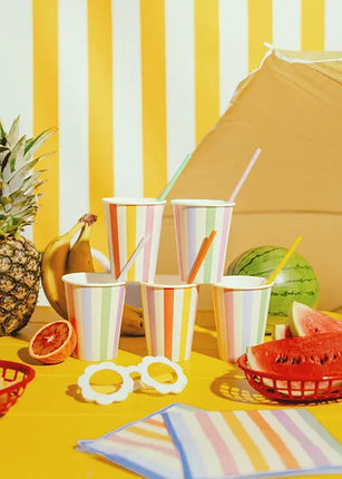 Feestbazaar Bekertjes Pastel Strepen (6st)