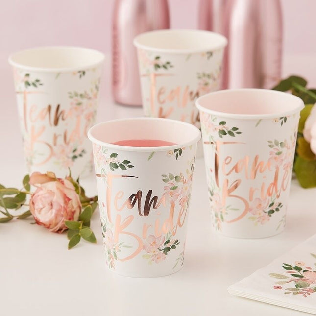 Feestbazaar Bekertjes Team Bride Floral (8 st)