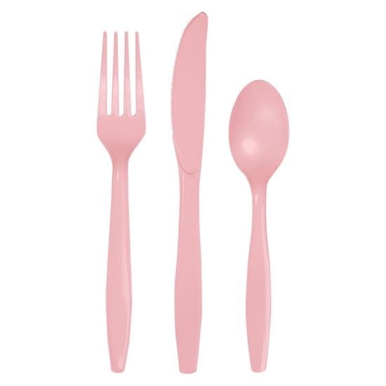 Feestbazaar Bestek Roze Plastic (18st)