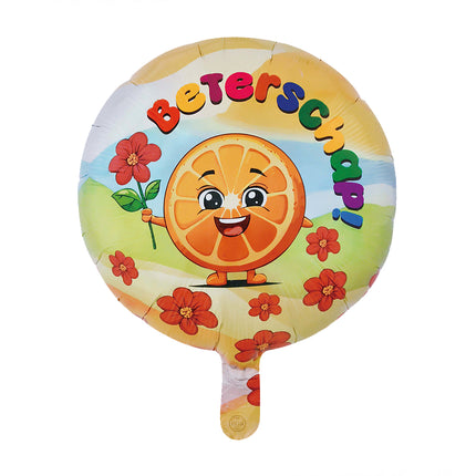 Feestbazaar Beterschap Happy Sinaasappel Folieballon Rond (46cm)