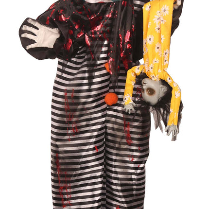 Feestbazaar Bewegende Halloween Horror Clown met Pop 120cm