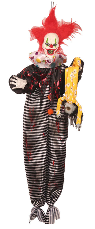 Feestbazaar Bewegende Halloween Horror Clown met Pop 120cm