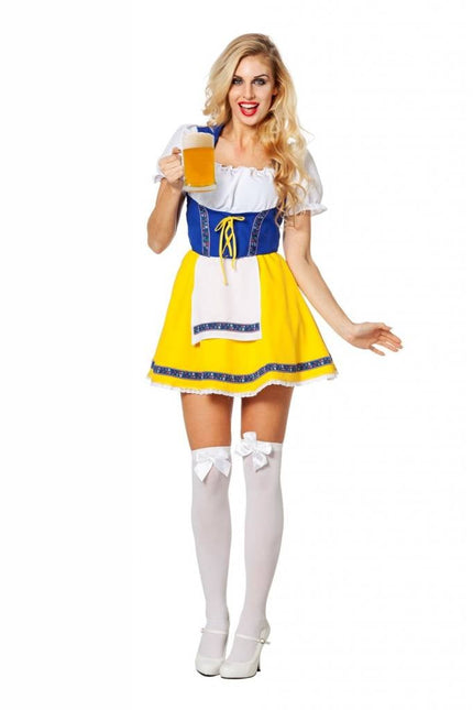 Feestbazaar Biermeisje outfit geel/blauw