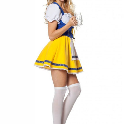 Feestbazaar Biermeisje outfit geel/blauw