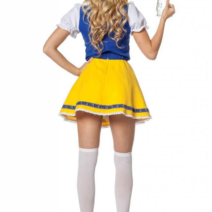 Feestbazaar Biermeisje outfit geel/blauw