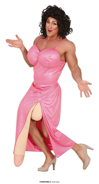 Feestbazaar Big Drag Queen Man Kostuum Pink