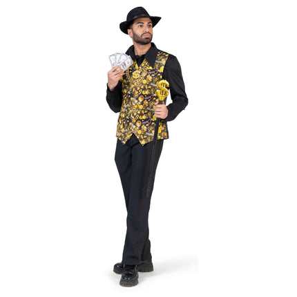 Feestbazaar Bitcoin Gilet Heren Zwart/Goud