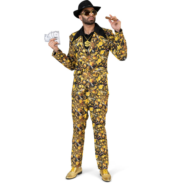 Feestbazaar Bitcoin Suit Heren Zwart/Goud