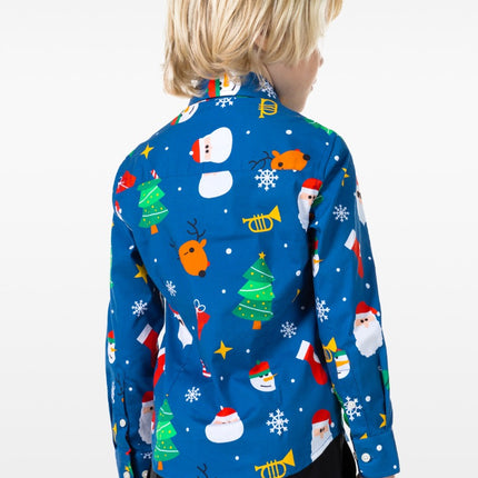 Feestbazaar Blauw Overhemd Kerstfiguren Kind