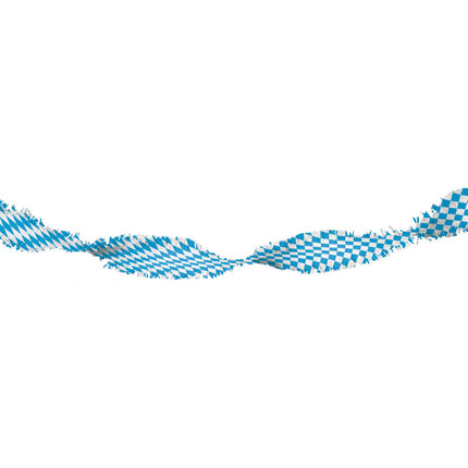Feestbazaar Blauw Witte Crepe Papier Slinger (6m)