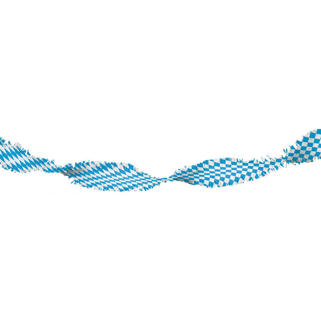 Feestbazaar Blauw Witte Crepe Papier Slinger (6m)