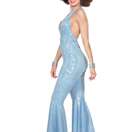 Feestbazaar Blauwe Catsuit Disco Dames
