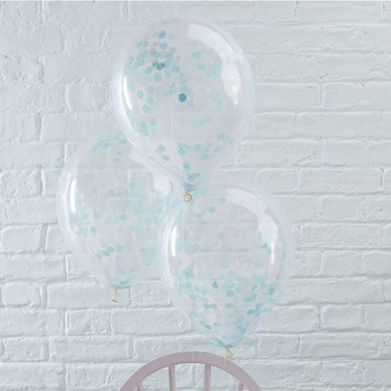 Feestbazaar Blauwe Confetti Ballonnen Rayen (5st)