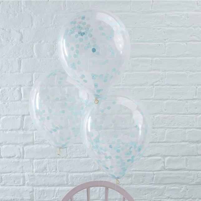 Feestbazaar Blauwe Confetti Ballonnen Rayen (5st)