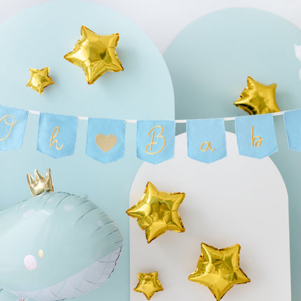 Feestbazaar Blauwe Geboorte Banner 'Oh Baby' Met Tassels (2,5m)