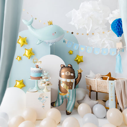 Feestbazaar Blauwe Geboorte Banner 'Oh Baby' Met Tassels (2,5m)
