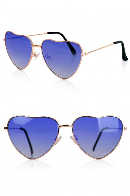Feestbazaar Blauwe Hartjesbril met gouden frame