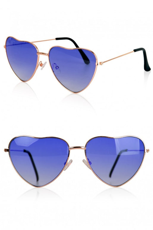 Feestbazaar Blauwe Hartjesbril met gouden frame