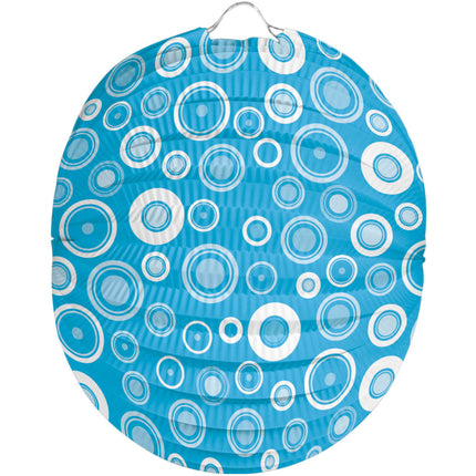 Feestbazaar Blauwe Lampion Met Cirkel Figuren (22x23cm)