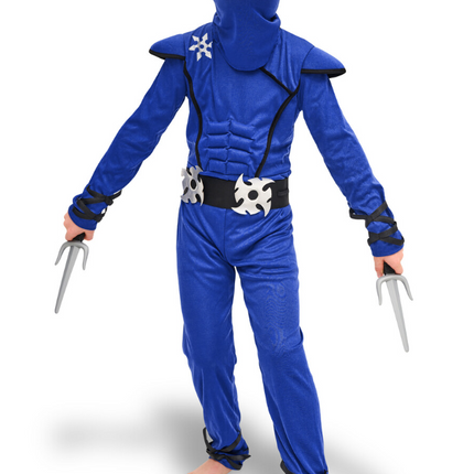 Feestbazaar Blauwe Ninja Outfit Kind Compleet