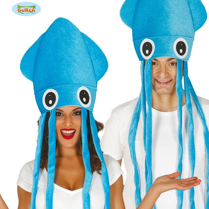 Feestbazaar Blauwe Octopus hoed