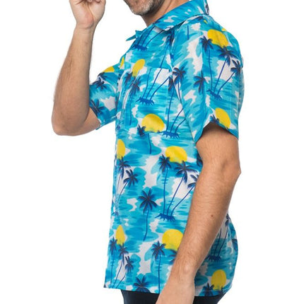 Feestbazaar Blauwe Tropische Blouse Palmboom
