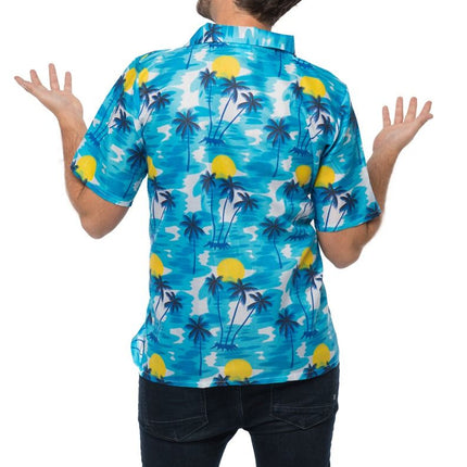 Feestbazaar Blauwe Tropische Blouse Palmboom