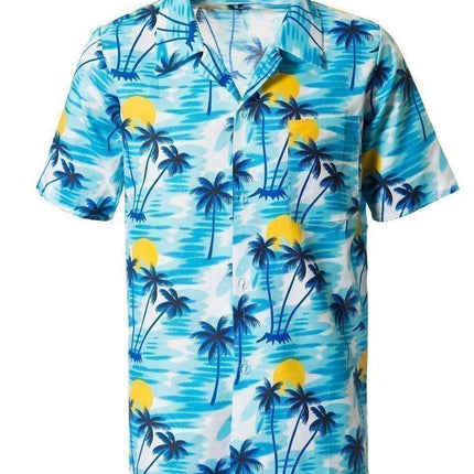 Feestbazaar Blauwe Tropische Blouse Palmboom