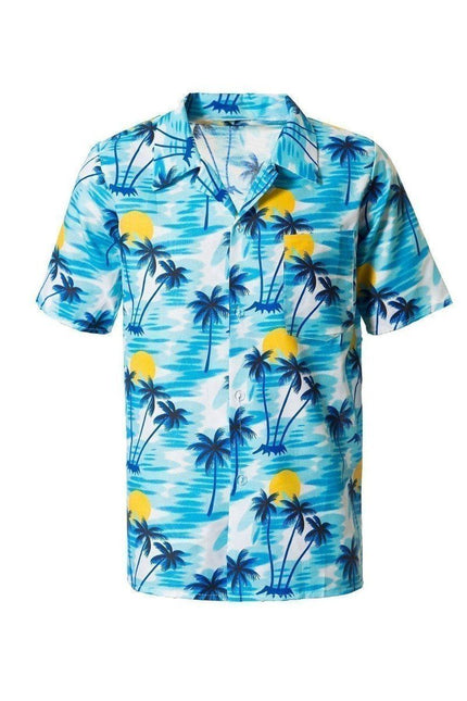 Feestbazaar Blauwe Tropische Blouse Palmboom
