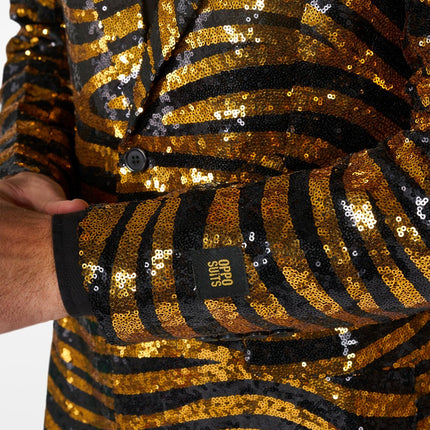 Feestbazaar Blazer Tiger Royale Zwart/Goud Opposuits