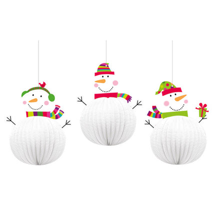 Feestbazaar Blije Sneeuwman Hangdecoratie (3st)