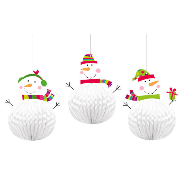 Feestbazaar Blije Sneeuwman Hangdecoratie (3st)