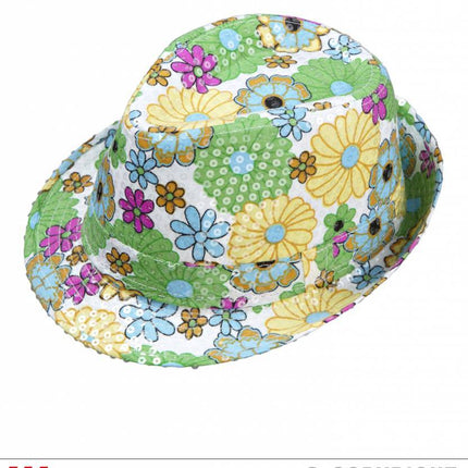 Feestbazaar Bloemenhoed fedora pailletten