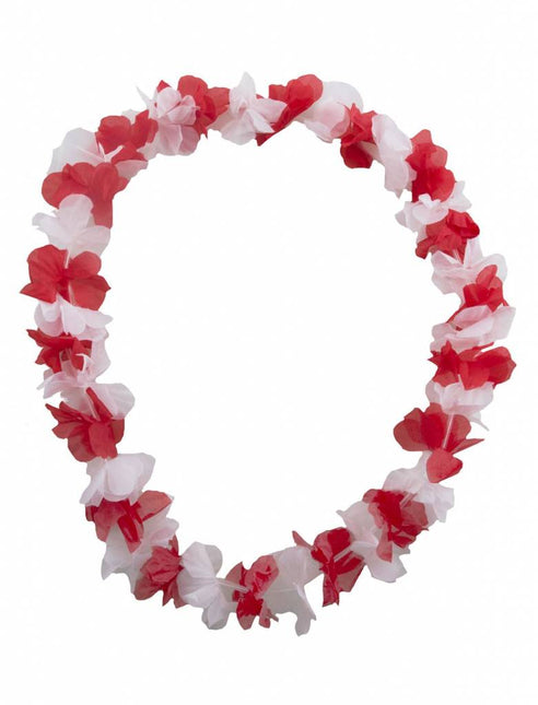 Feestbazaar Bloemenslinger rood/wit